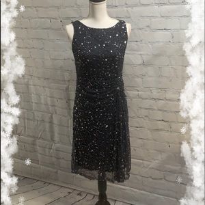 Pisarro Nights Dark Blue Sequin Beaded Dress-6